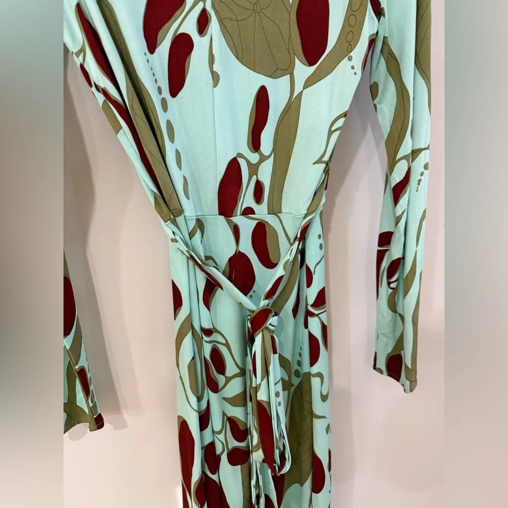 Mara Hoffman Vintage Deep V-Neck Long Sleeve Silk Maxi Dress - Abstract - Medium - Picture 12 of 15